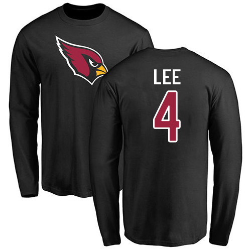 Arizona Cardinals Men Black Andy Lee Name And Number Logo NFL Football #4 Long Sleeve T Shirt